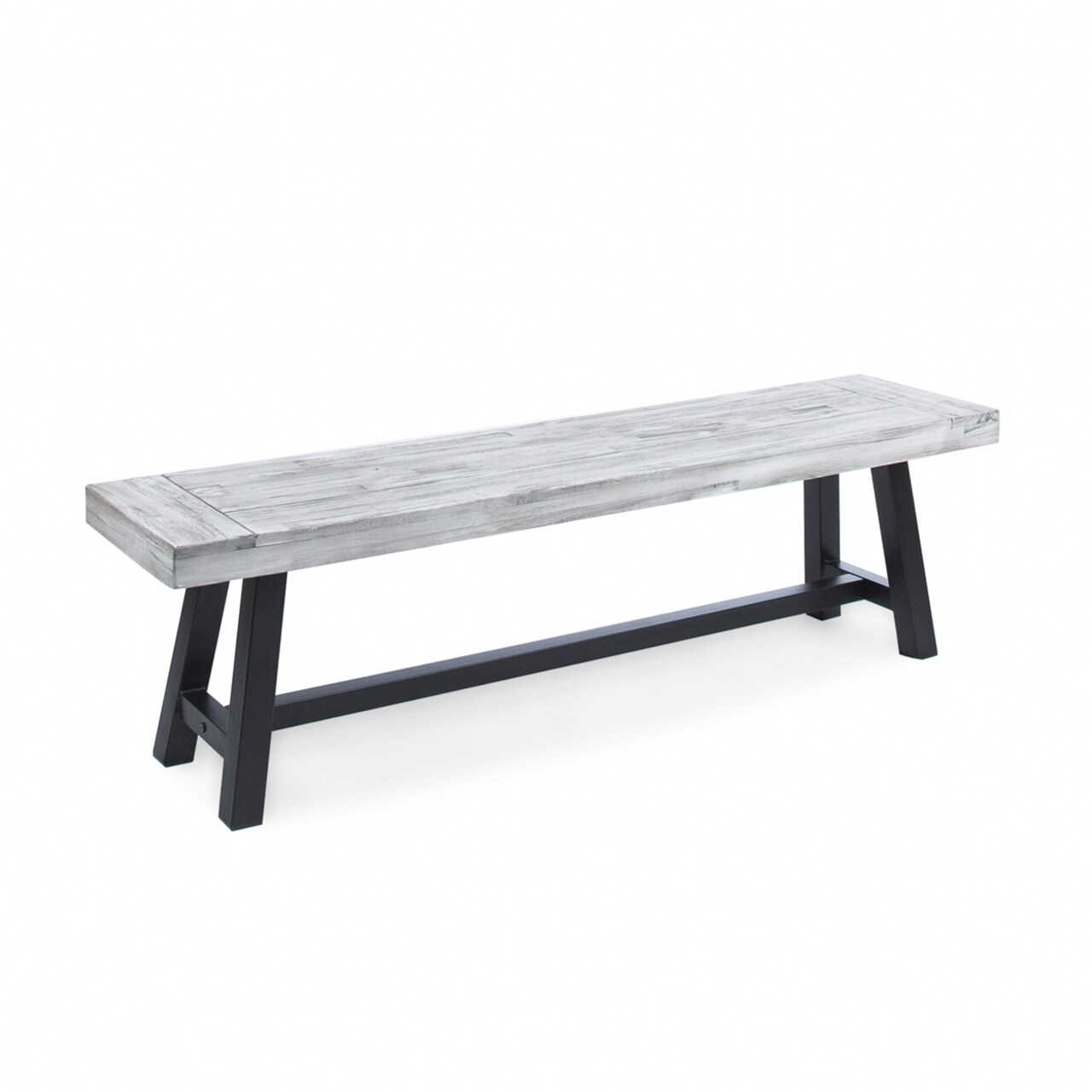 GDFStudio Angelina Indoor Farmhouse Acacia Wood Dining Bench with Rustic Metal Finish Frame
